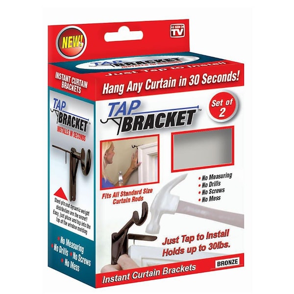 Tap Bracket 30 lbs As Seen on TV Steel Curtain Bracket, Bronze TA7412 - main